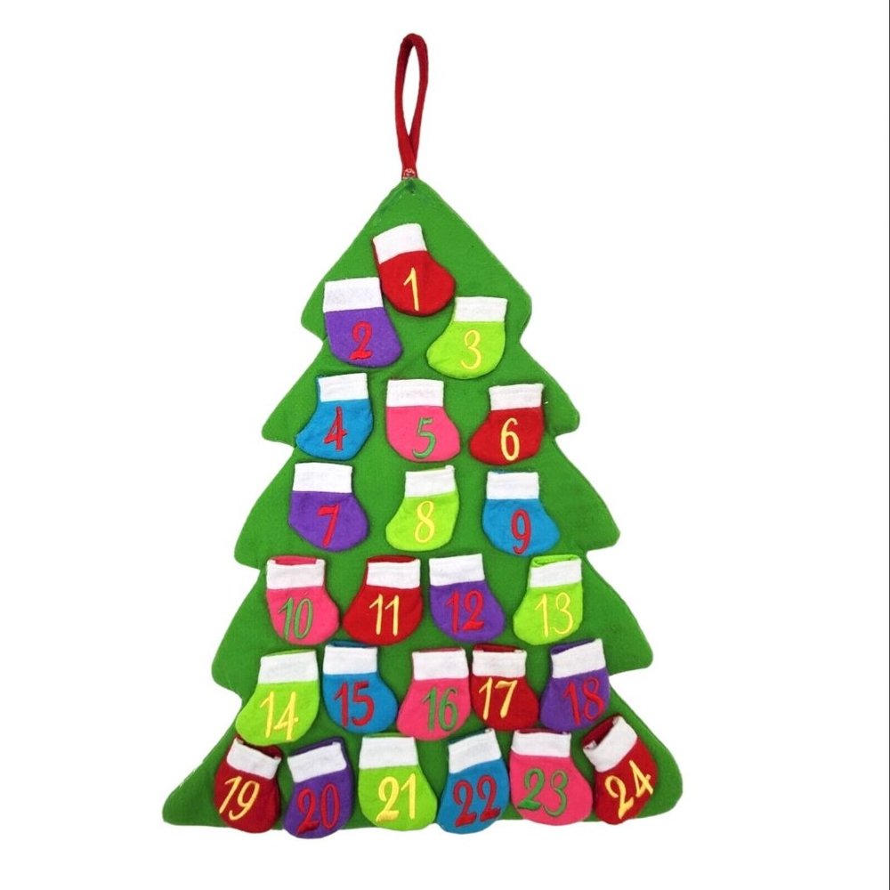 Kurt Adler 23" Countdown Christmas Tree Advent Calendar 24‎ Pockets Felt Holiday